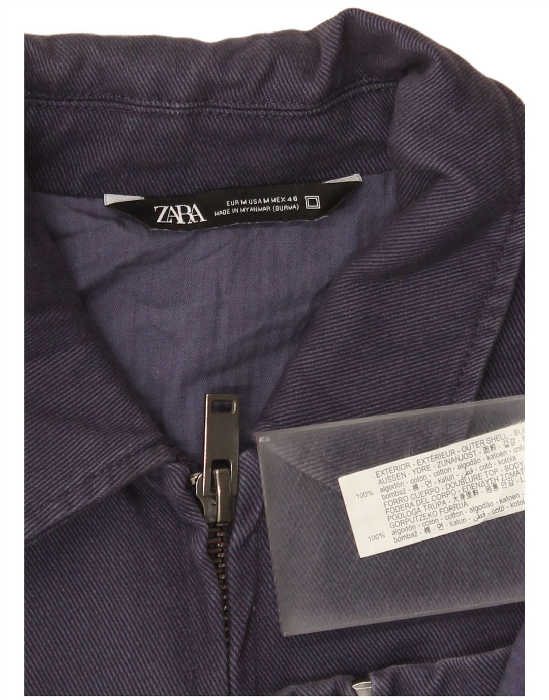 Bomber pentru bărbați Zara UK 38 Medium Bluemarin Bumbac