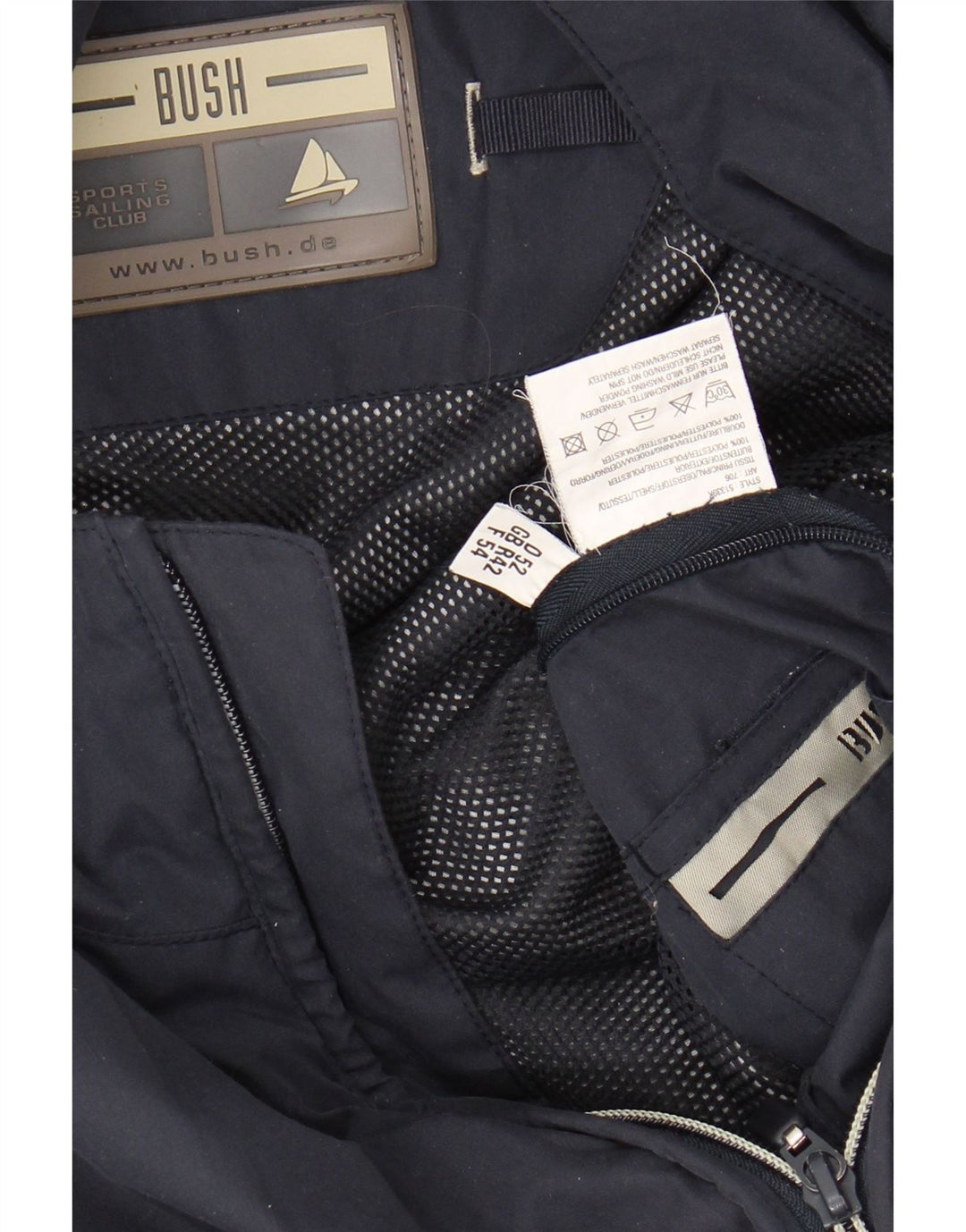 BUSH Mens Bomber Jacket UK 42 XL Navy Blue Polyester