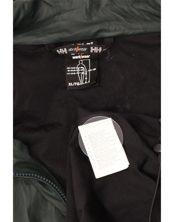 Helly Hansen Mens Hooded Rain Jacket UK 42 XL Green Polyurethane