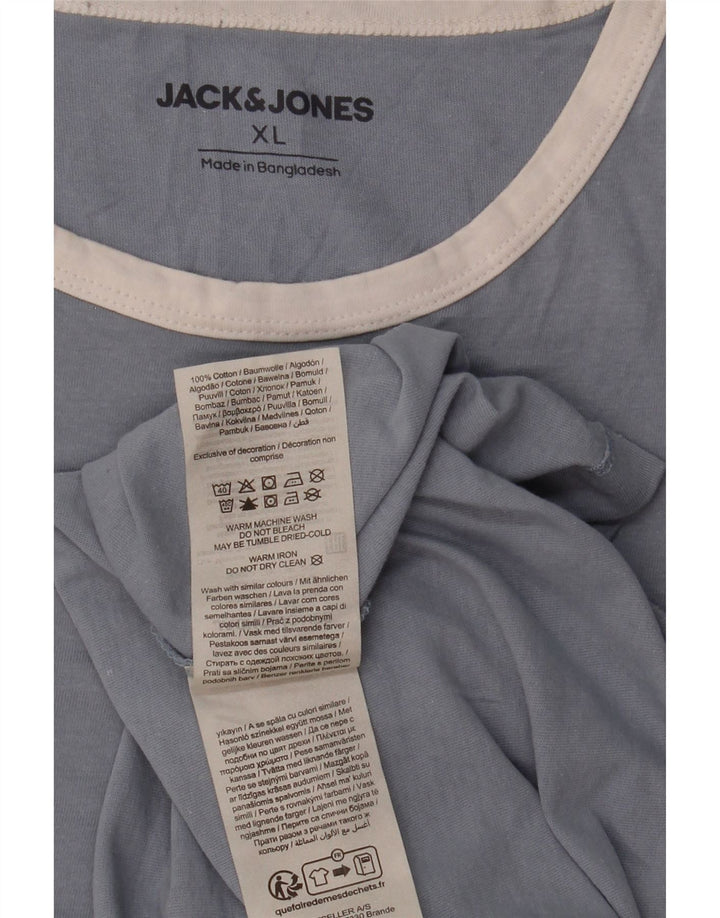 JACK & JONES Mens T-Shirt Top XL Blue Cotton