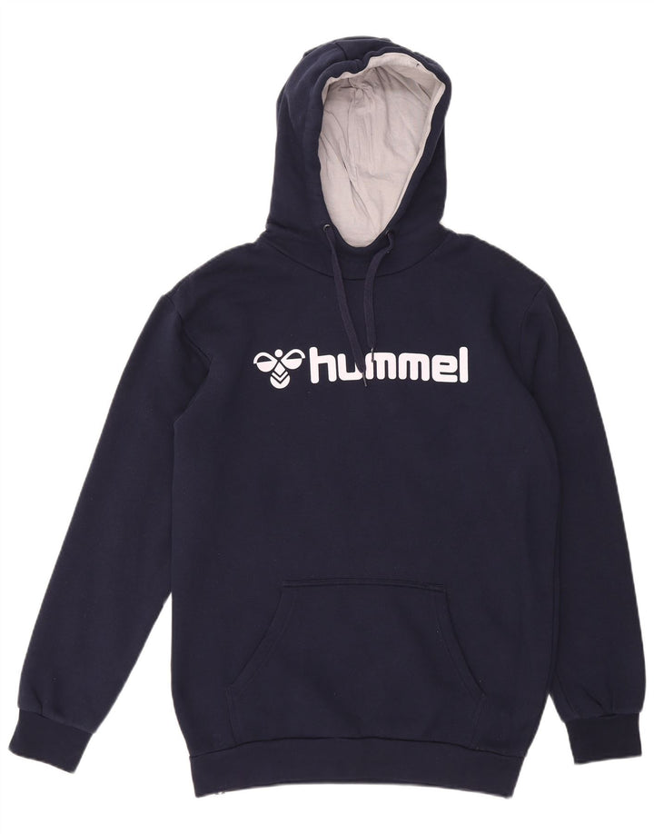 Suéter masculino com capuz gráfico HUMMEL médio algodão azul marinho