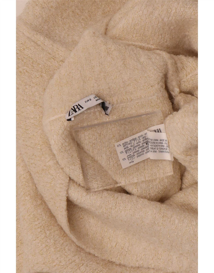 Zara Womens Oversized Vest Tank Top UK 10 Small Off White Acrylic