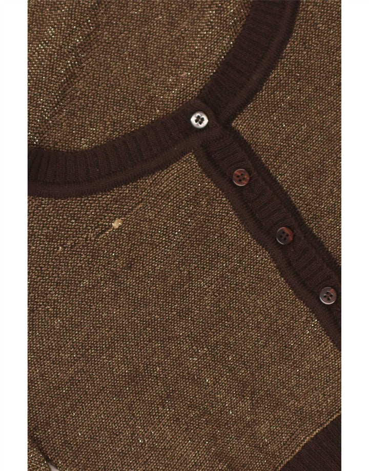 Max & Co. Womens Crop Cardigan Sweater UK 12 Medium Brown Colourblock