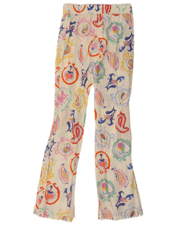 Zara Womens Flare Casual Trousers Small W26 L32 Multicoloured Paisley Linen