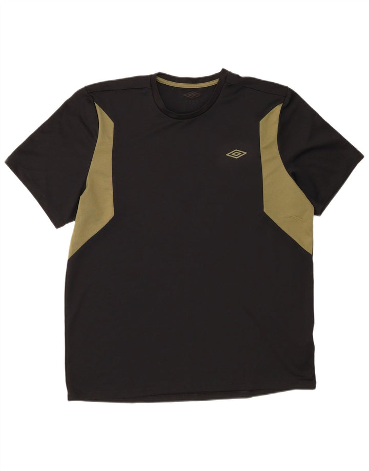 Umbro Herre T-Shirt Top Medium Sort Colourblock Polyester