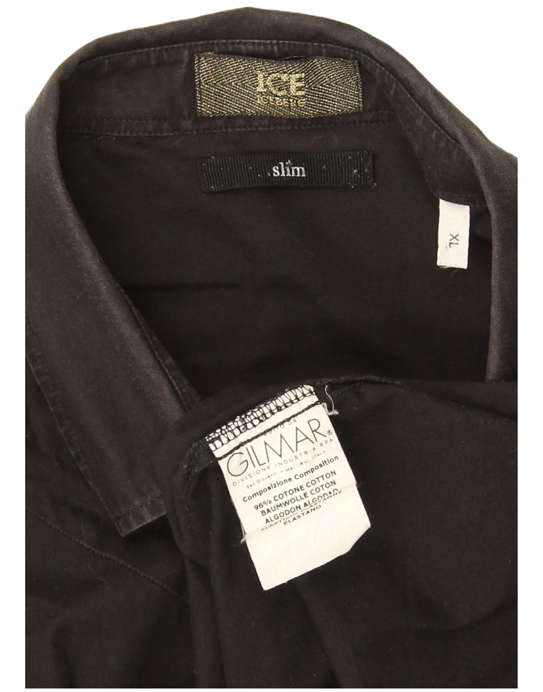 Iceberg Mens Slim Fit Shirt XL Black Cotton