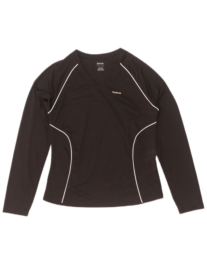 Reebok Womens Top Manga Longa UK 12 Médio Poliéster Preto