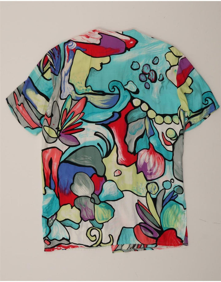Blusa feminina C&A com estampa abstrata UK 16 grande multicolorida