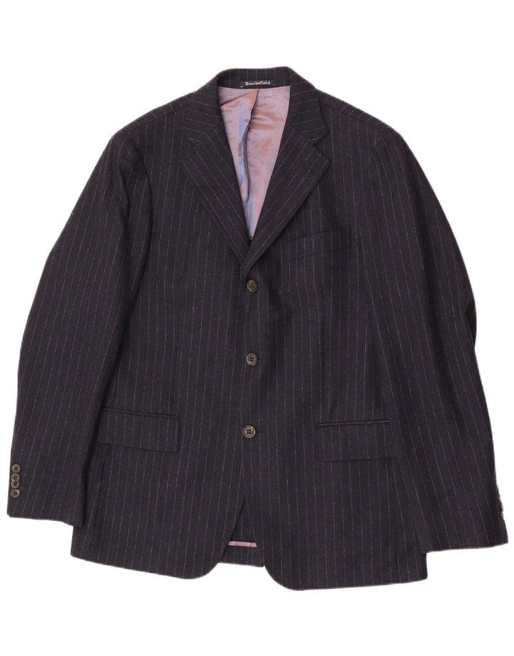 Brooksfield Mens 3 Button Blazer Jacket IT 50 Large Navy Blue Pinstripe