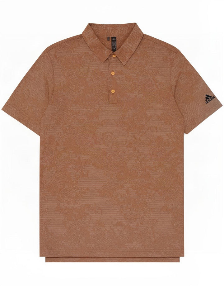 Camisa polo masculina Adidas grande poliéster geométrico marrom