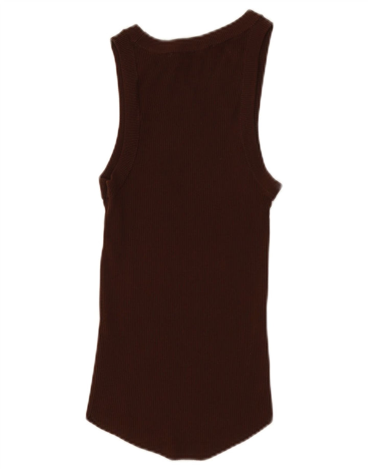 Zara Femme Débardeur UK 8 Small Marron Viscose
