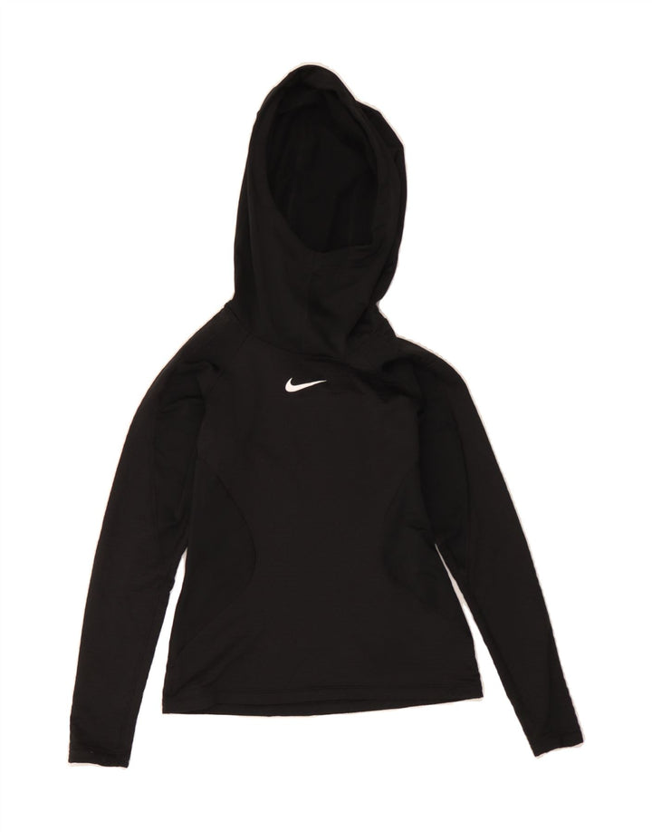 NIKE Womens Hoodie Jumper UK 6 XS Black Polyester Vintage Nike and Second-Hand Nike from Messina Hembry 