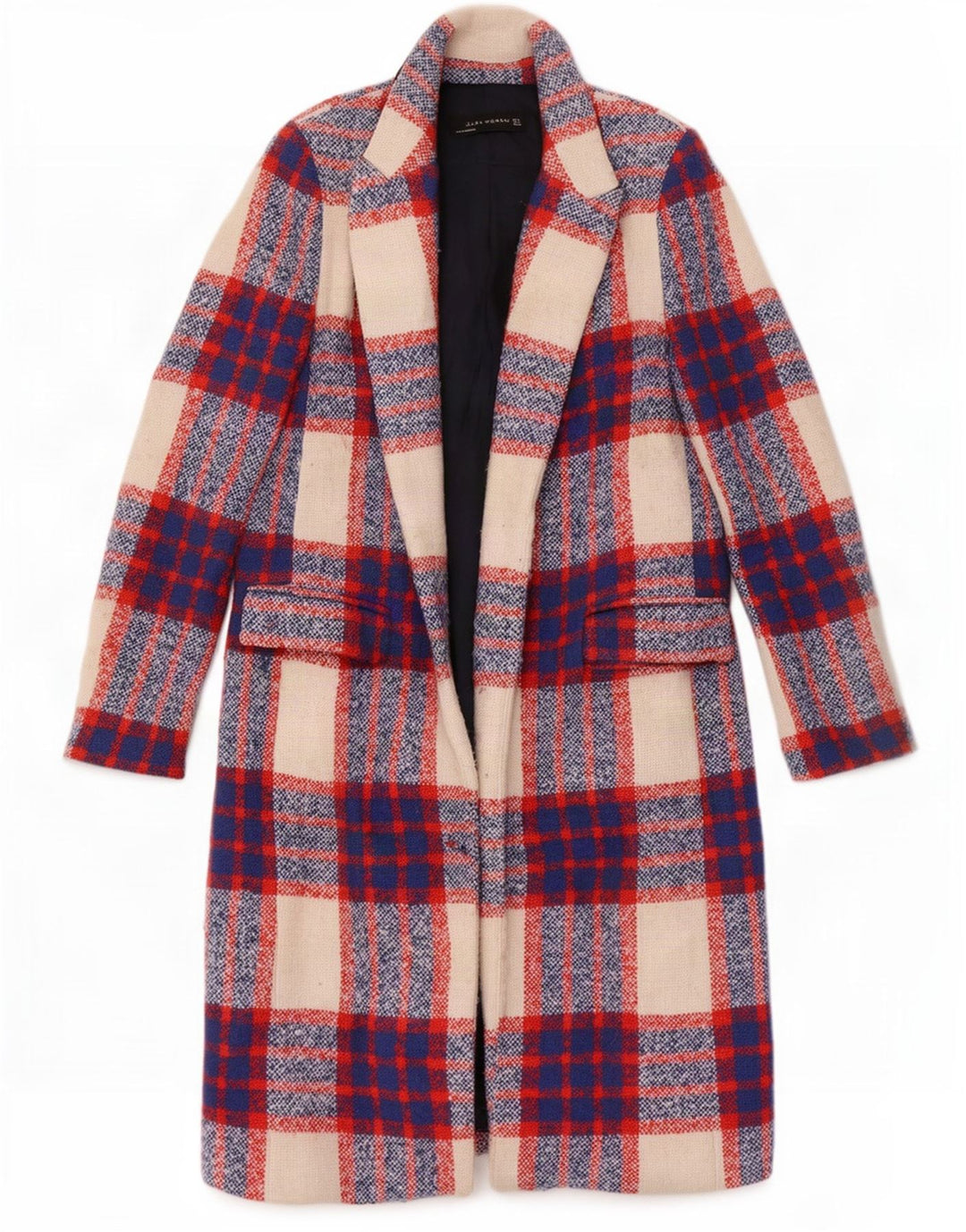 Zara Womens Open Overcoat UK 10 Small Multicoloured Plaid Acrylic