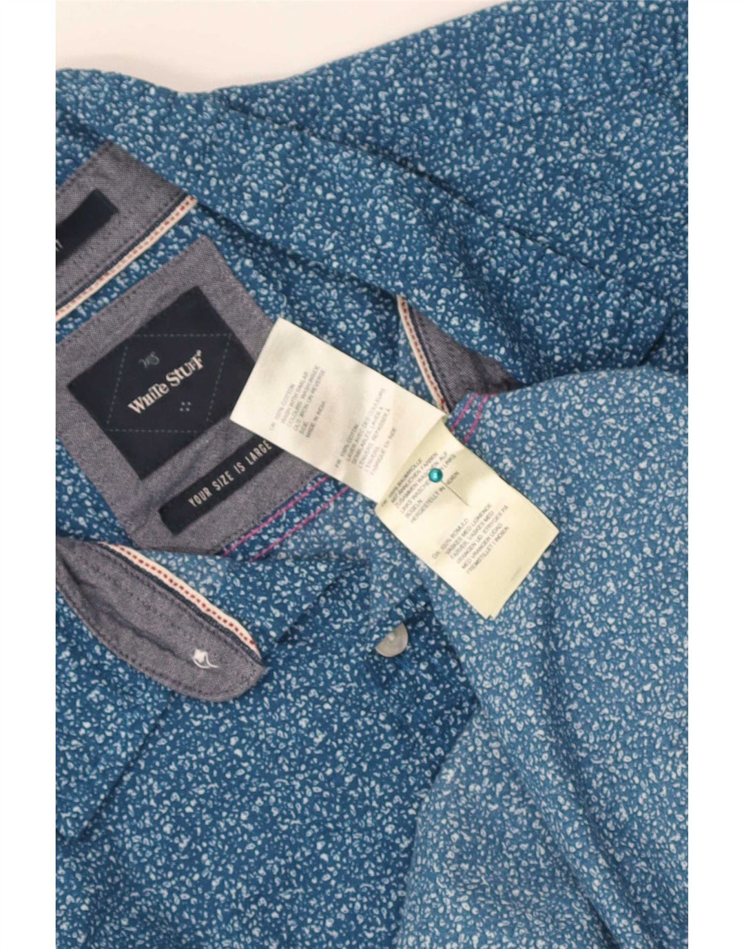Chemise Slim Fit Homme White Stuff Large Coton à Pois Bleu