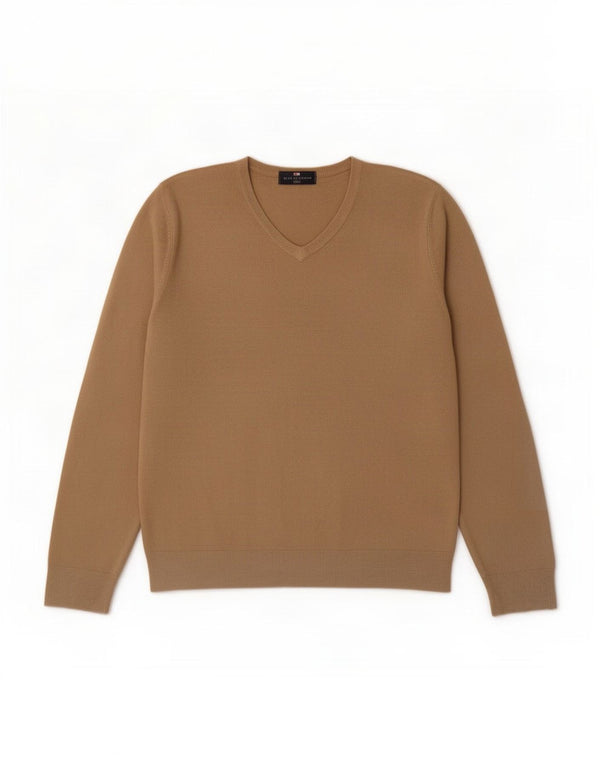 Marks & Spencer Herren Blue Harbor V-Ausschnitt Pullover Pullover Large Beige Acryl