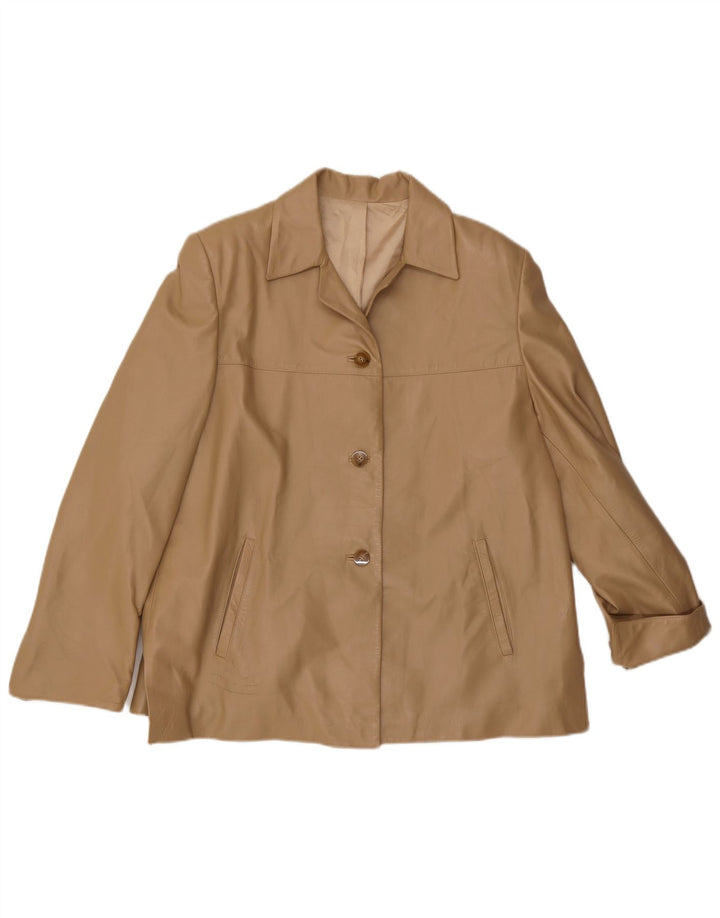 Giacca in pelle vintage da donna UK 16 grande beige