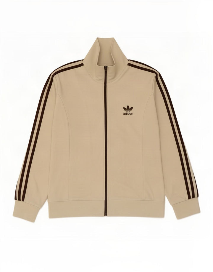 Adidas Womens Tracksuit Top Jacket UK 14 Medium Beige Cotton