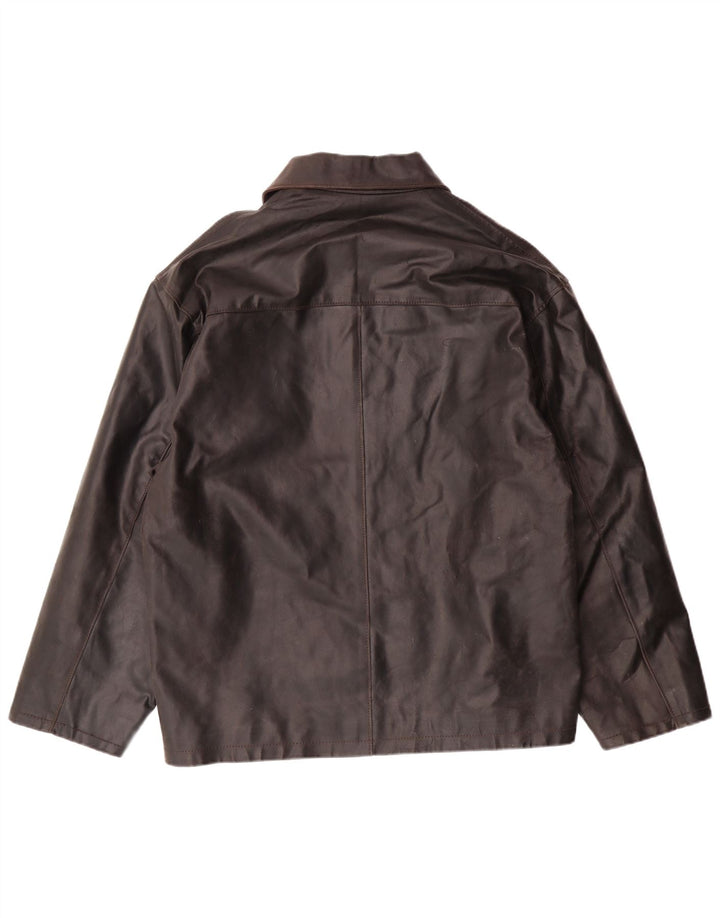 CHALLENGER Mens Leather Jacket UK 42 XL Brown Leather
