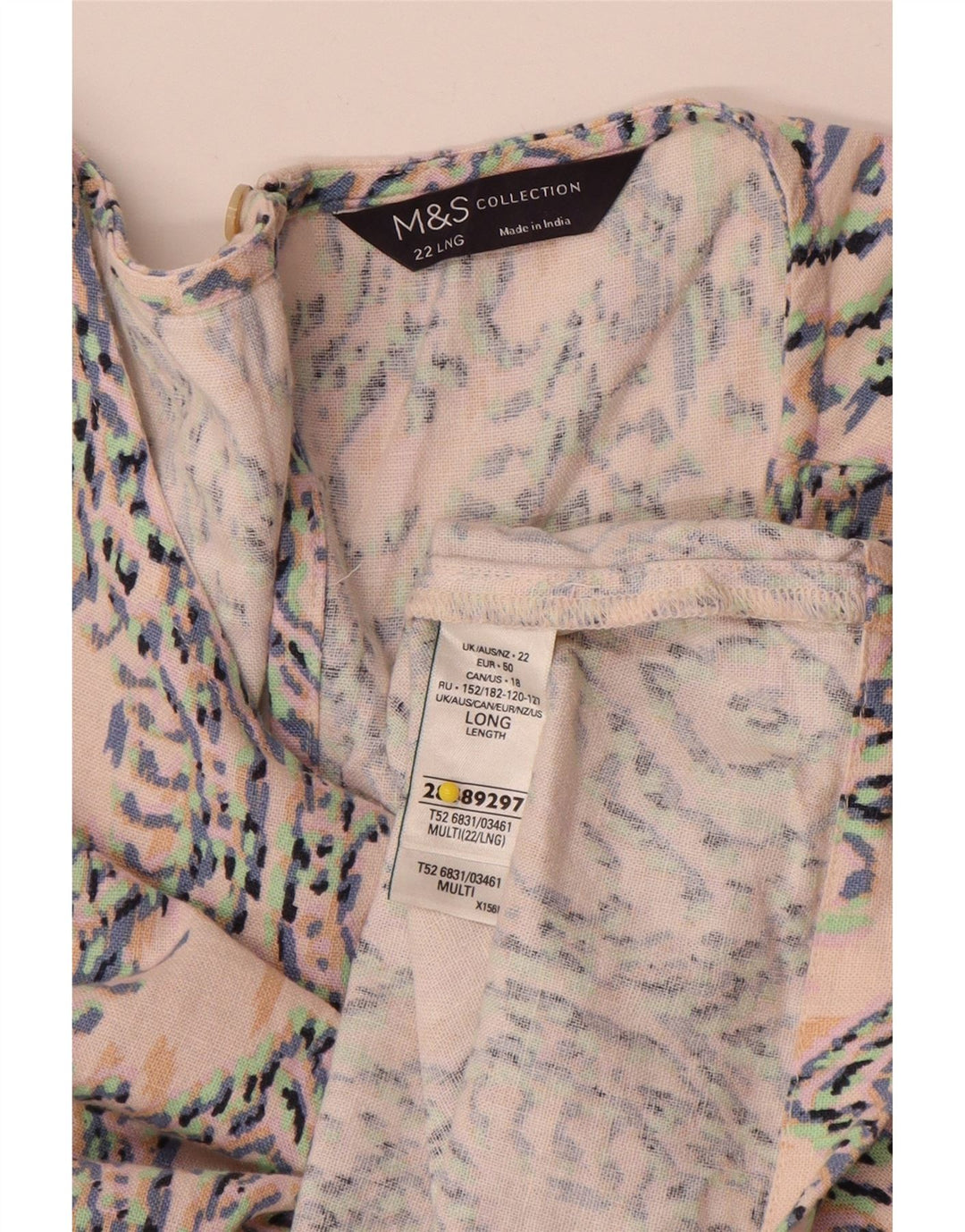 Marks & Spencer Womens Sleeveless Shift Dress UK 22 3XL Multicoloured Ikat