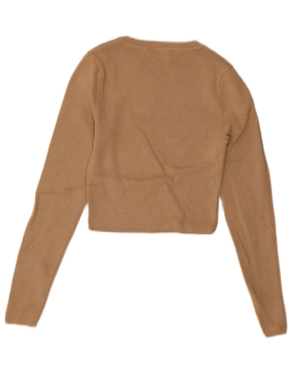 Maglione corto con scollo a barca da donna Zara UK 8 piccolo in viscosa beige