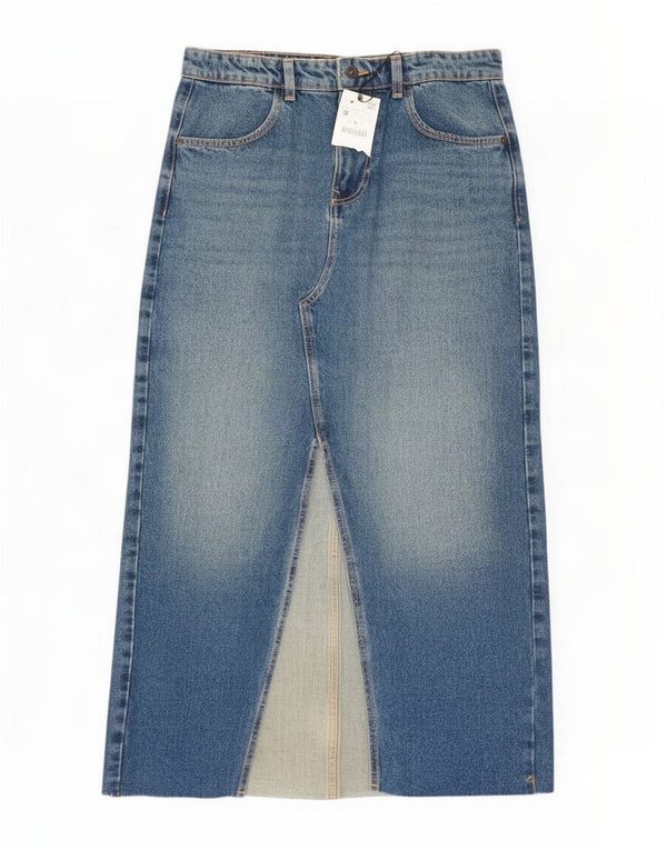 Zara Damen Maxi-Jeansrock Medium W28 Blaue Baumwolle