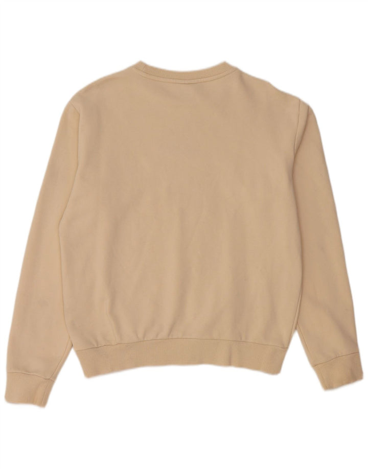 ELLESSE Womens Graphic Oversized Sweatshirt Jumper UK 10 Small Beige