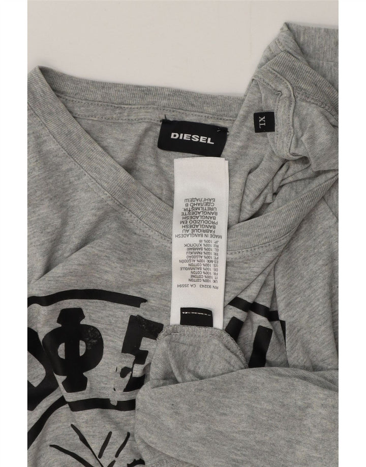 DIESEL Mens Graphic T-Shirt Top XL Grey Cotton