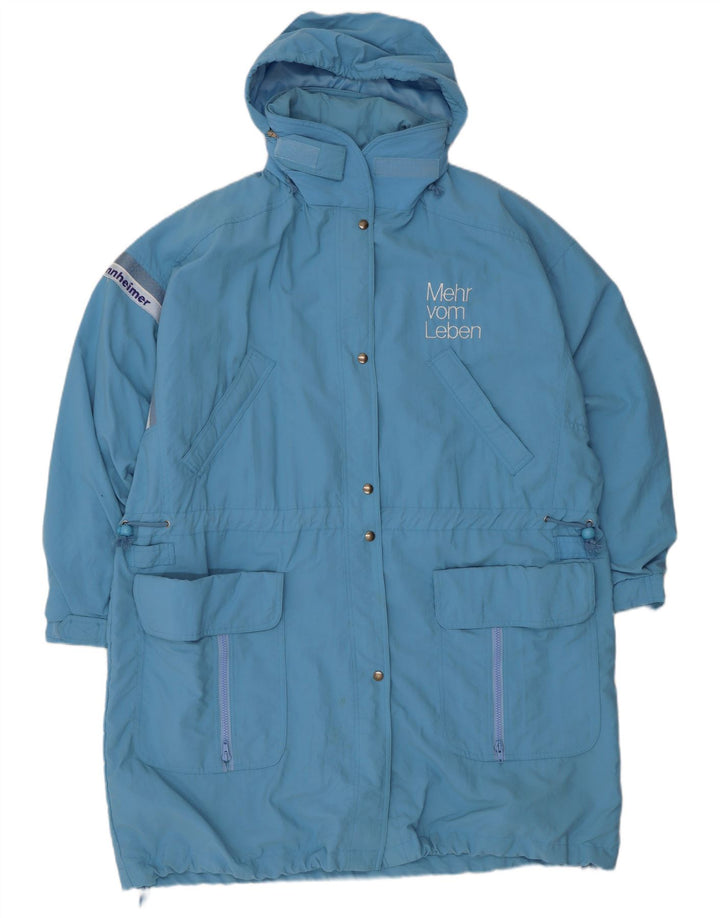Tactel Womens Hooded Oversized Windbreaker Coat UK 10 Small Blue Polyamide