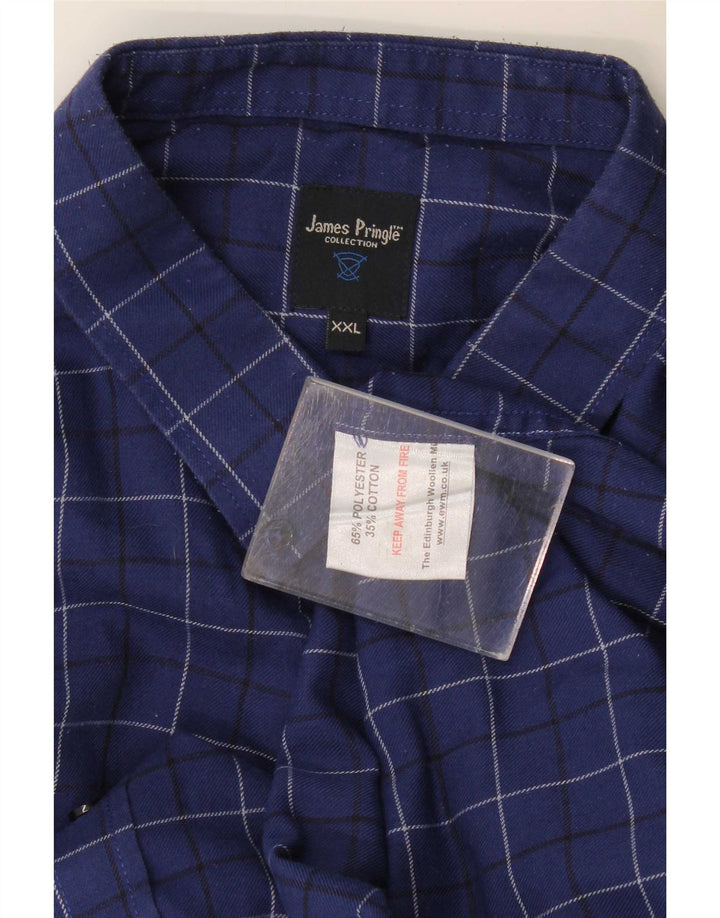 Ανδρικό φανελένιο πουκάμισο James Pringle 2XL Navy Blue Check Polyester