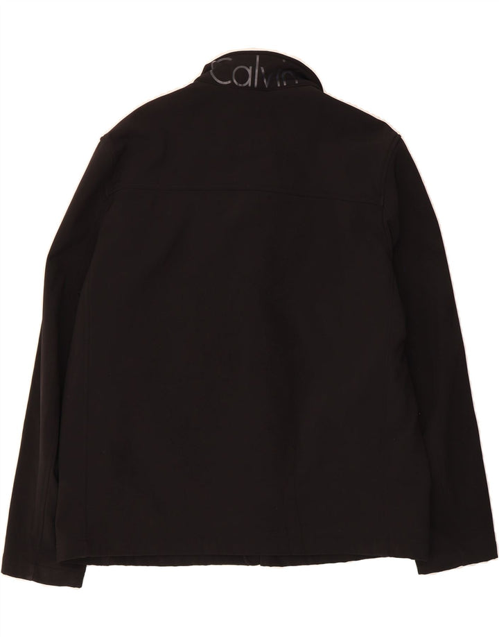 CALVIN KLEIN Mens Graphic Tracksuit Top Jacket XL Black Polyester Vintage Calvin Klein and Second-Hand Calvin Klein from Messina Hembry 