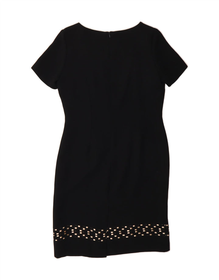 A LA CARTE Womens Sheath Dress UK 12 Medium Black Geometric Polyester Vintage A La Carte and Second-Hand A La Carte from Messina Hembry 