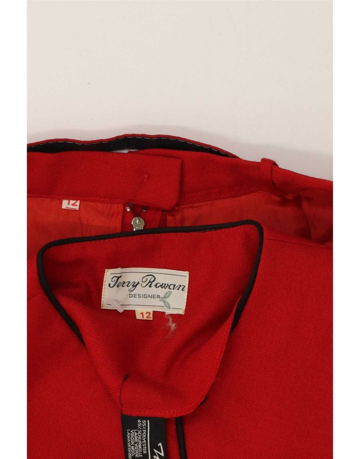 Vintage dame 5 knap 2 stykke nederdel sæt UK 12 medium W28 rød polyester
