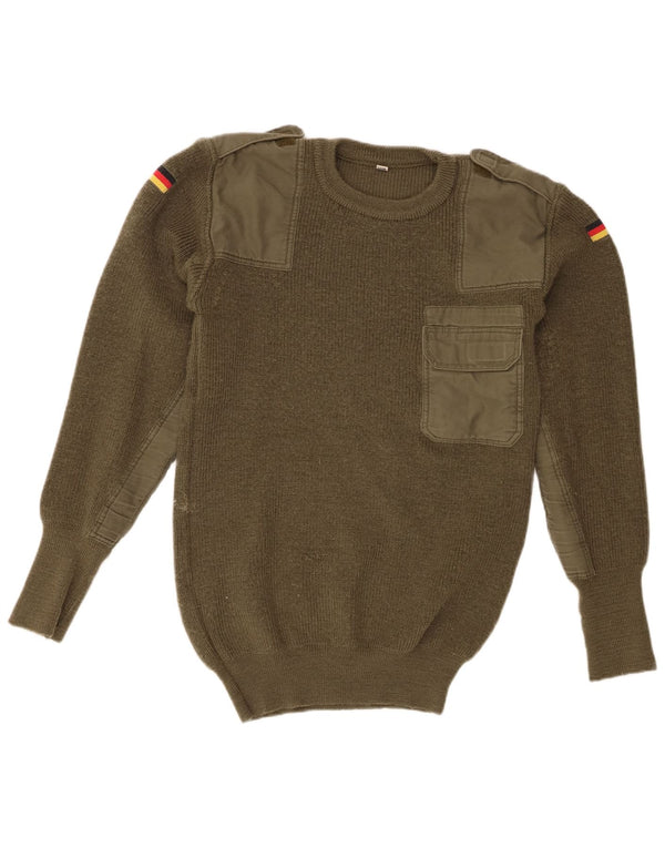 Vintage Herre Military Crew Neck Jumper Sweater IT 50 Medium Khaki Army
