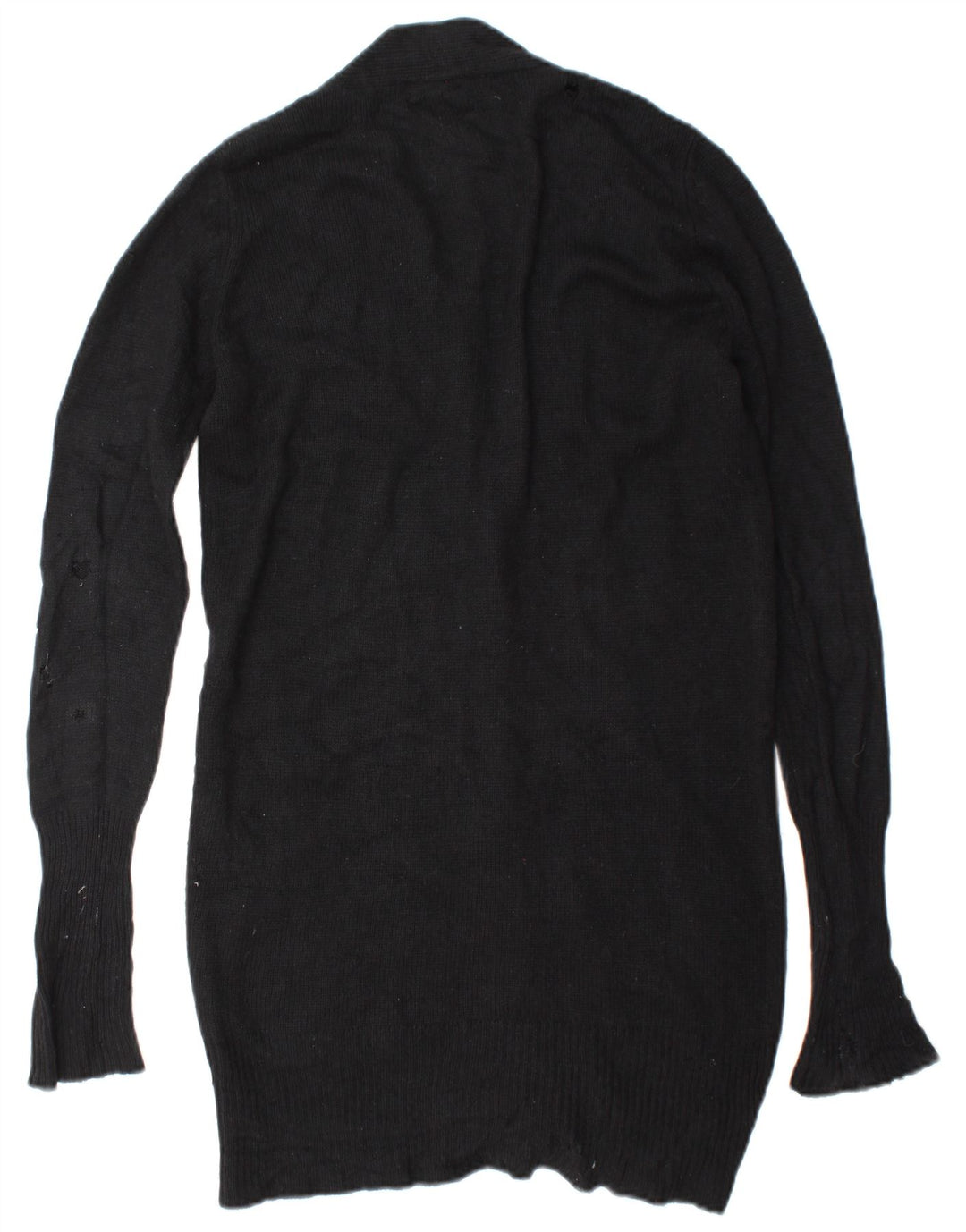 Zara Womens Longline Cardigan Sweater UK 14 Medium Black Silk