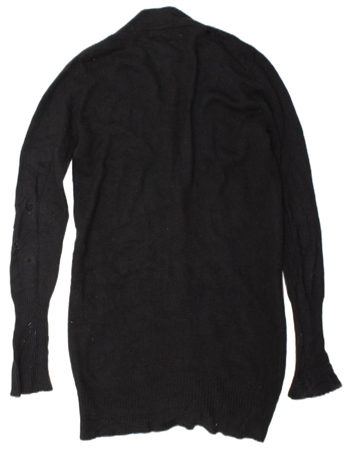 Zara Womens Longline Cardigan Sweater UK 14 Medium Black Silk