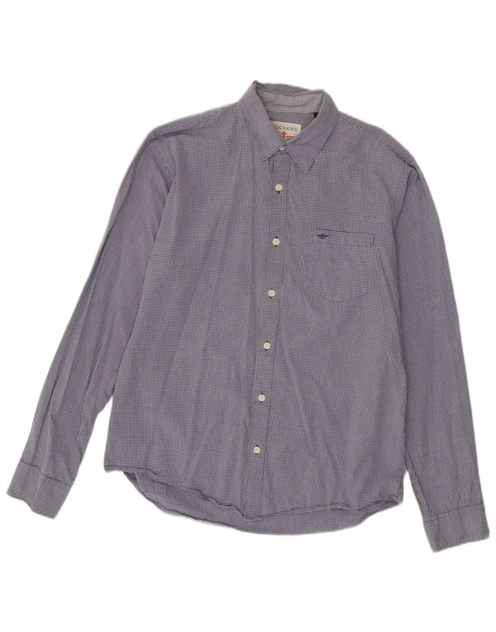 DOCKERS Mens Shirt Medium Blue Gingham Cotton