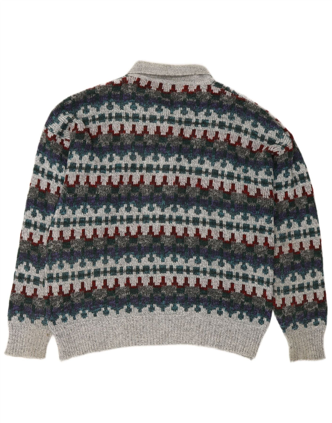 VINTAGE Mens Polo Neck Jumper Sweater IT 48 Medium Multicoloured Fair Isle