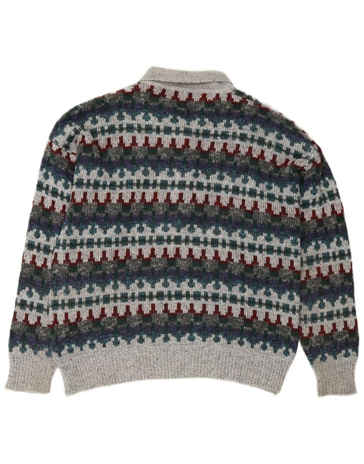 VINTAGE Mens Polo Neck Jumper Sweater IT 48 Medium Multicoloured Fair Isle