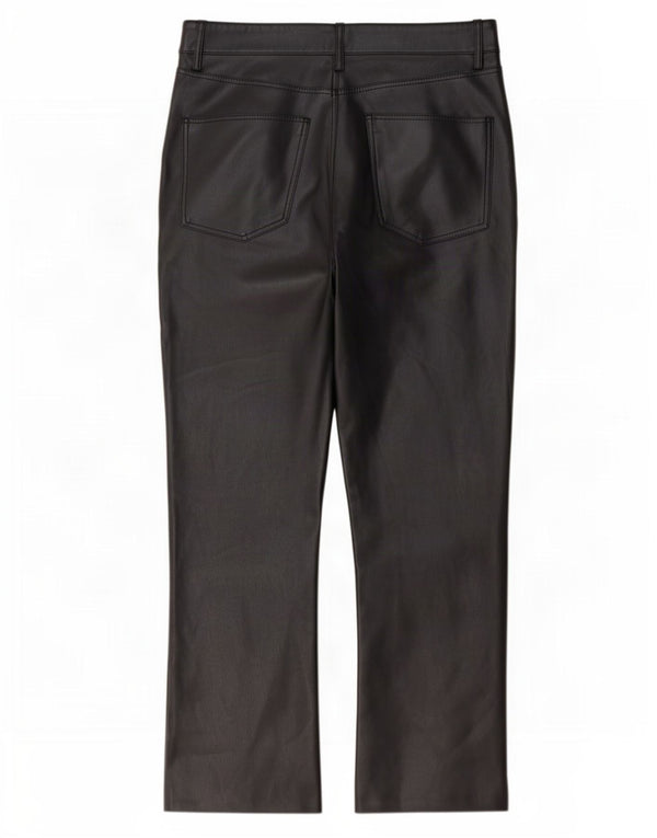 Pantaloni din piele artificială Zara pentru femei Crop Bootcut EU 38 Small W28 L25 Negru