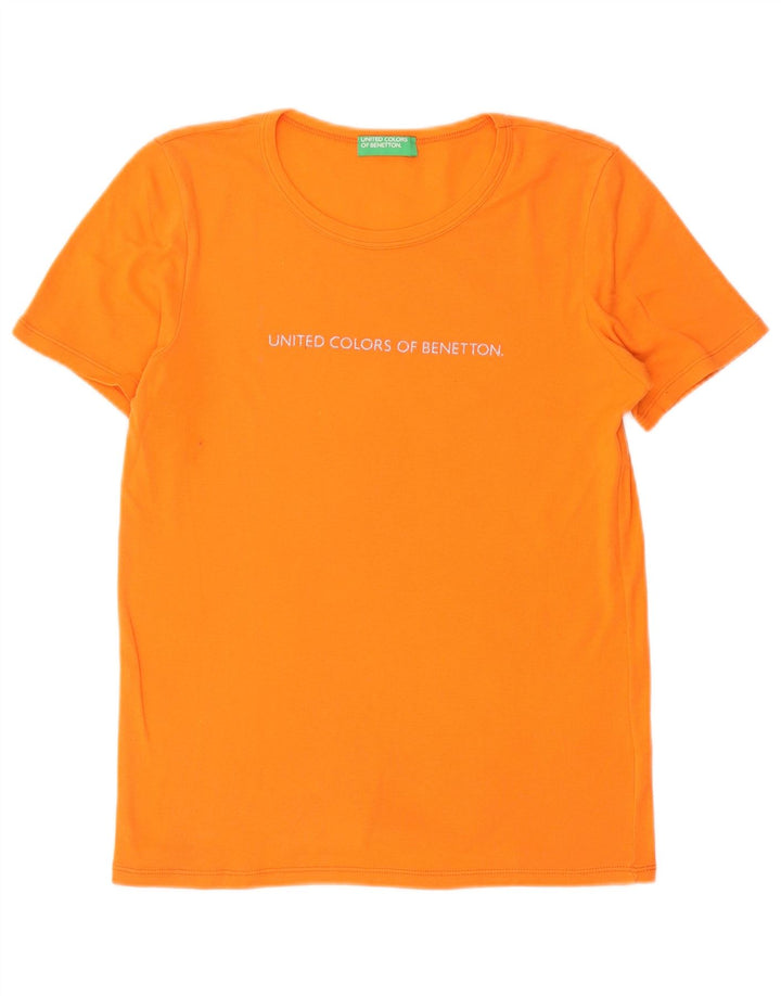 Benetton Womens Graphic T-Shirt Top UK 14 Medium Orange