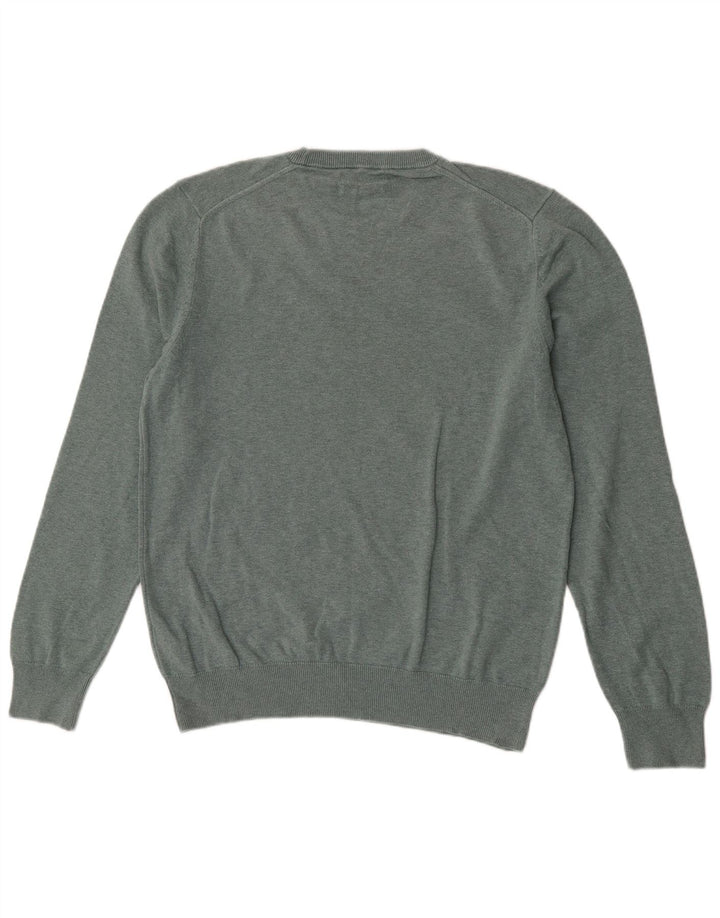 Marks & Spencer Mens Crew Neck Jumper Sweater Large Green Cotton