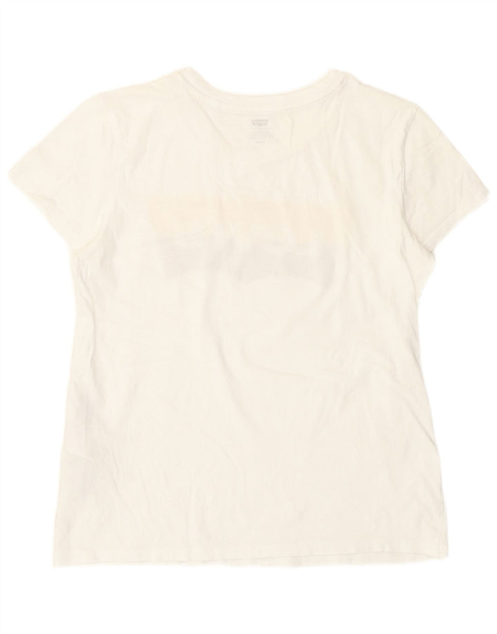 Levi's Dame Grafisk T-Shirt Top UK 14 Medium Hvid Bomuld