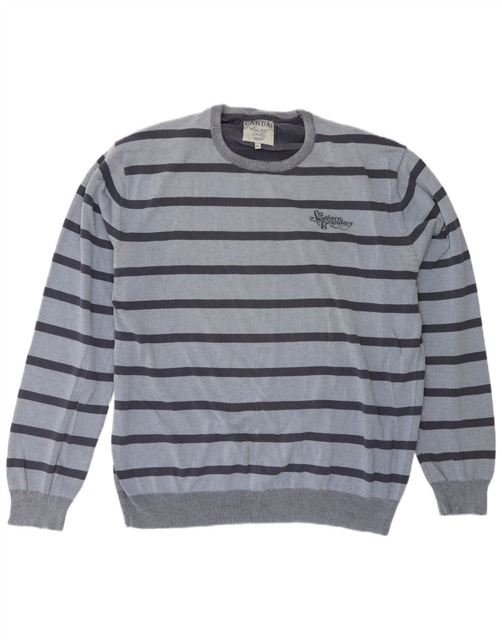 Canda Herren-Pullover mit Rundhalsausschnitt, 2XL, blau gestreift