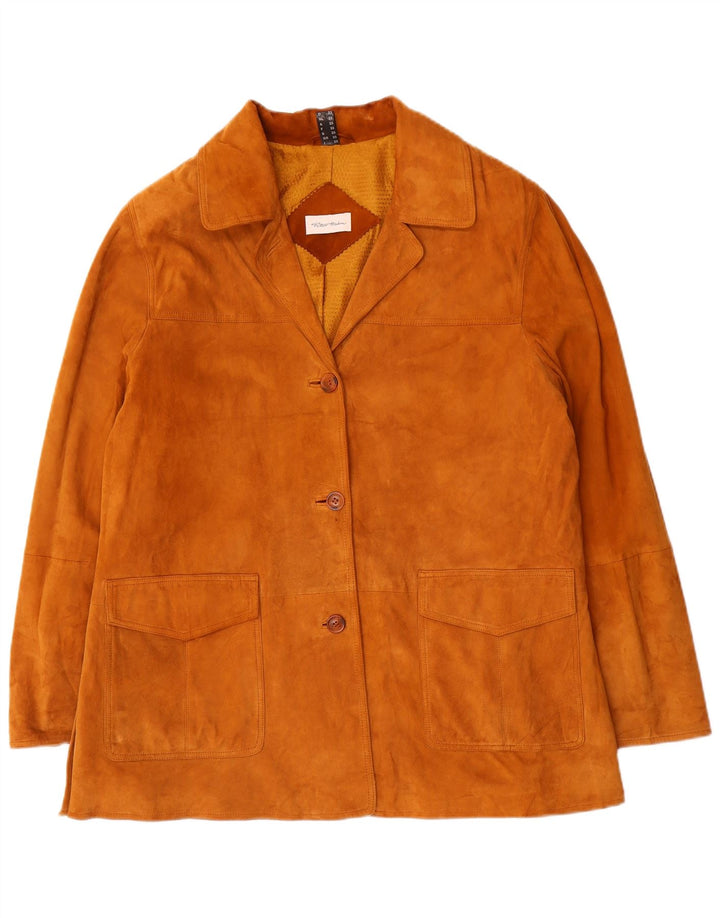 Peter Hahn Womens Suede Jacket US 23 3XL Brown Leather