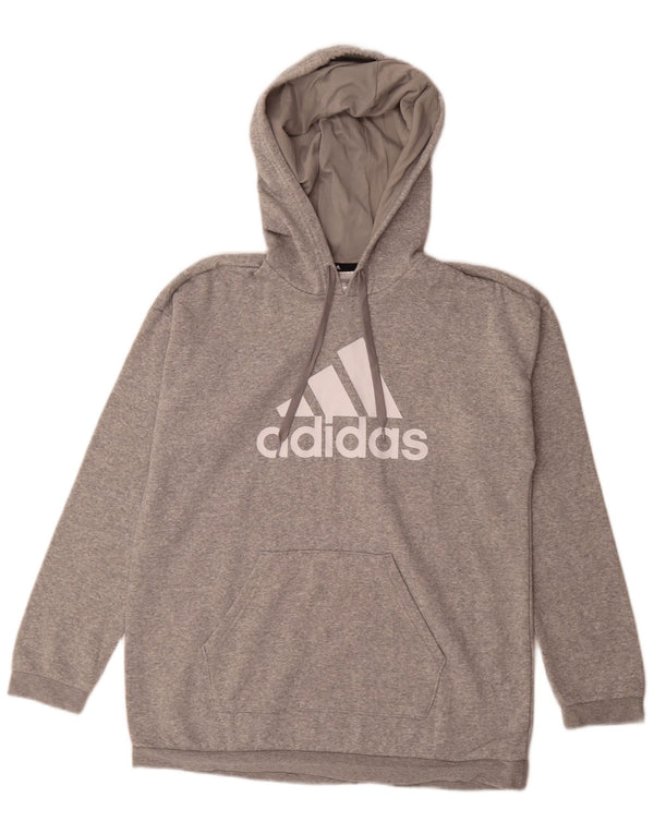 Adidas Womens Graphic Oversized Hoodie Jumper UK 8/10 Small Grey Flecked