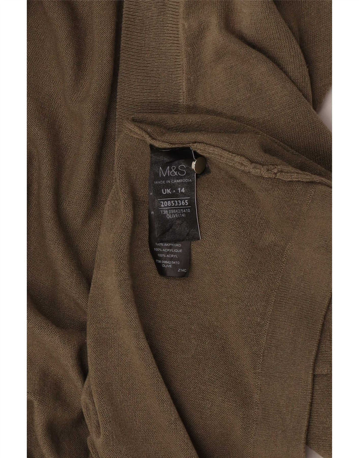 Marks & Spencer Pull cardigan ouvert long pour femme UK 14 Kaki moyen