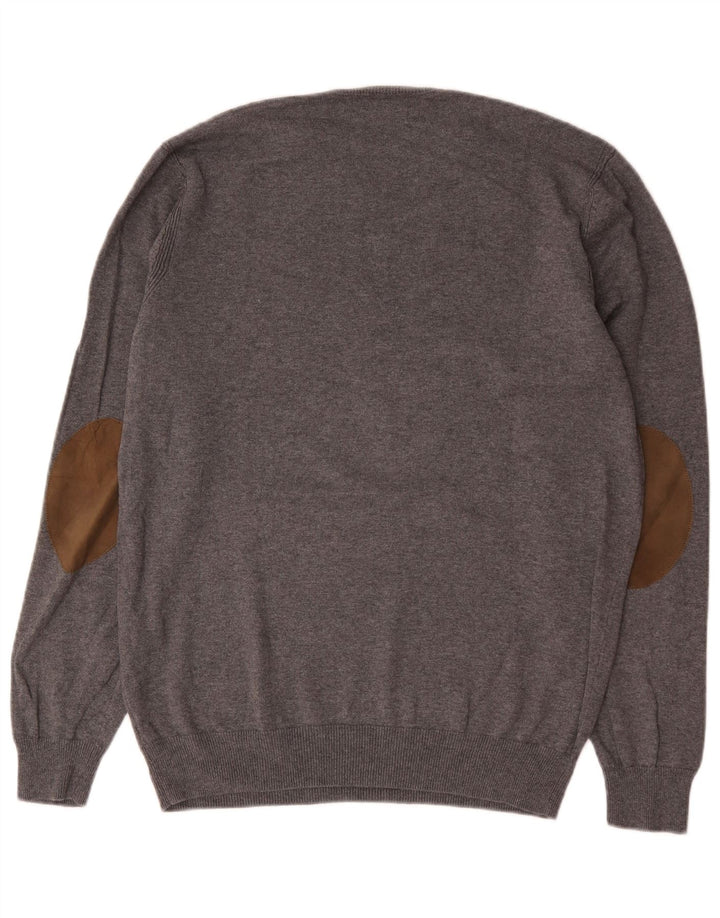 Massimo Dutti Mens Crew Neck Jumper Sweater XL Grey Cotton