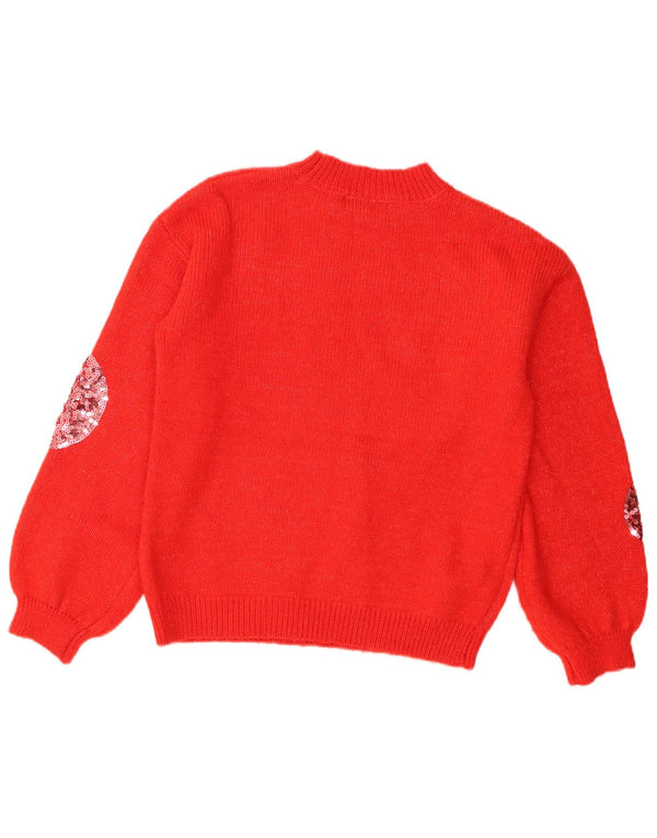Marks & Spencer Womens Turtle Neck Jumper Sweater UK 10 Small Red Geometric