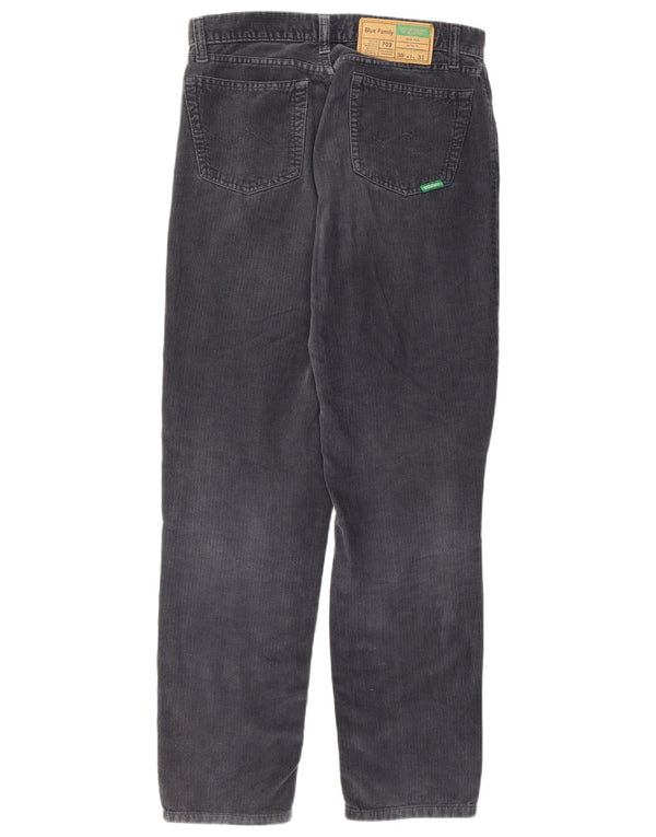 Pantaloni Benetton da uomo in velluto a coste blu Family W30 L28 in cotone grigio