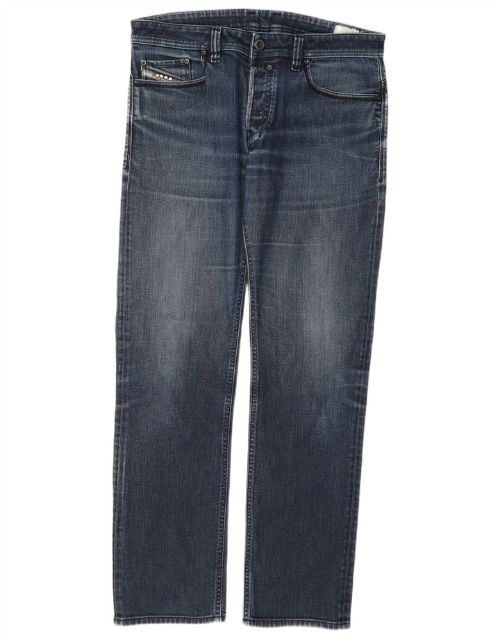 Jeans dritti da uomo Diesel W34 L33 in cotone blu